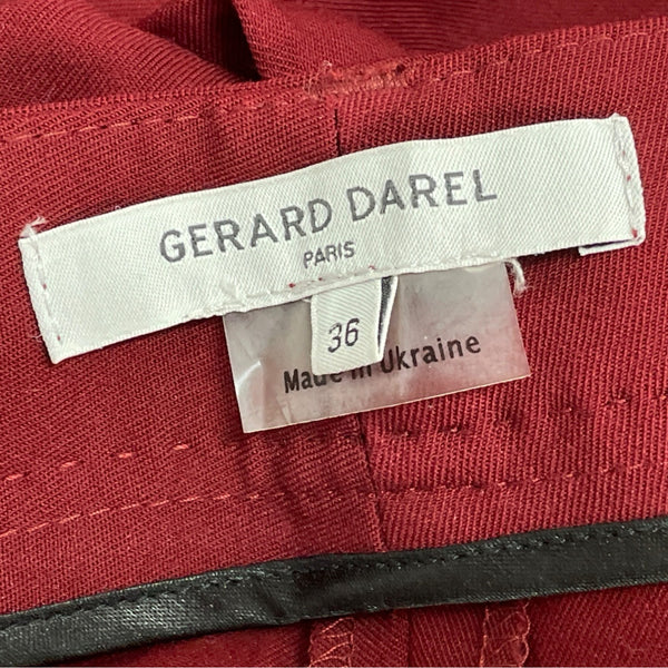 Gerard Darel Womens Burgundy Slim Fit Cropped Pants With Side Size 36