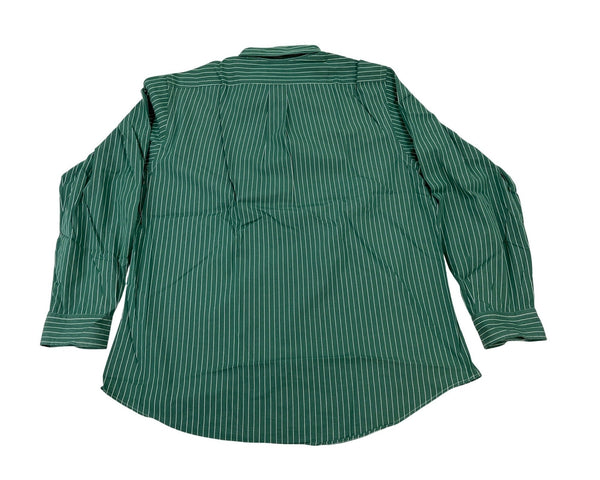 Ralph Lauren Mens Green & White Striped Button-Down Shirt Size 17 34/35