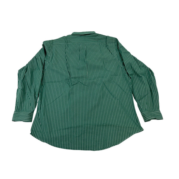 Ralph Lauren Mens Green & White Striped Button-Down Shirt Size 17 34/35
