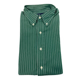 Ralph Lauren Mens Green & White Striped Button-Down Shirt Size 17 34/35