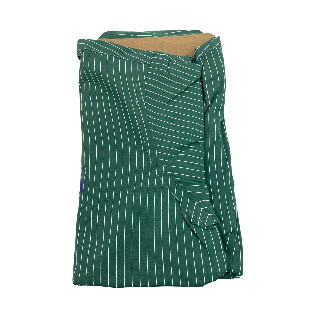 Ralph Lauren Mens Green & White Striped Button-Down Shirt Size 17 34/35