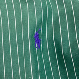 Ralph Lauren Mens Green & White Striped Button-Down Shirt Size 17 34/35