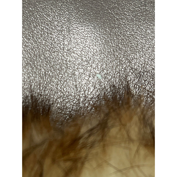 Hype Bags Women's Metallic Pewter Leather Rabbit Fur Wristlet Sz M