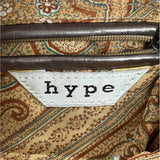 Hype Bags Women's Metallic Pewter Leather Rabbit Fur Wristlet Sz M