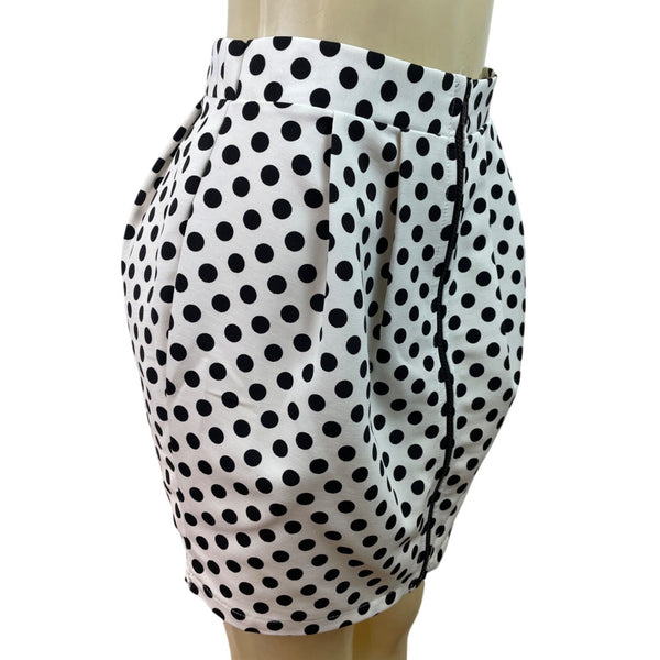 Painted Threads Black & White Polka Dot Bubble Mini Skirt Sz M