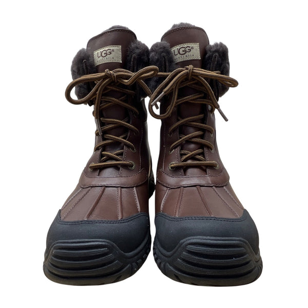 UGG Men’s Brown Waterproof Leather W/ Sheepskin Collar Winter Boots Size 11-New