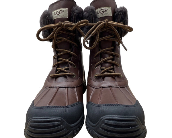 UGG Men’s Brown Waterproof Leather W/ Sheepskin Collar Winter Boots Size 11-New