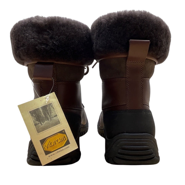 UGG Men’s Brown Waterproof Leather W/ Sheepskin Collar Winter Boots Size 11-New