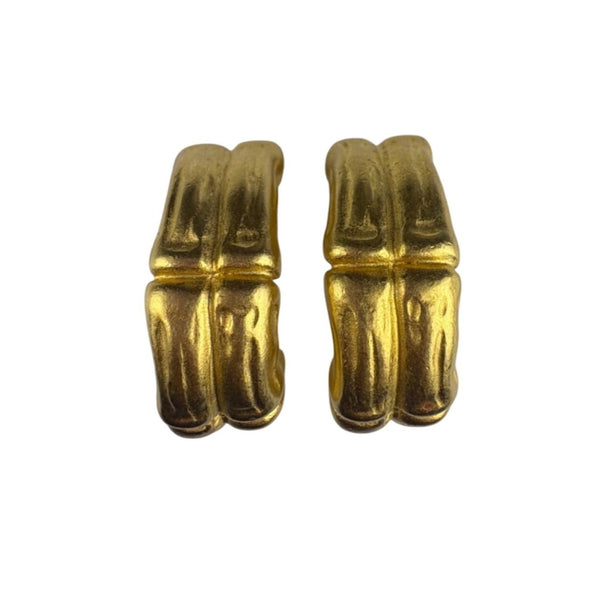 Givenchy Womens Gold Tone Bamboo Clip-On Earrings Statement Jewelry