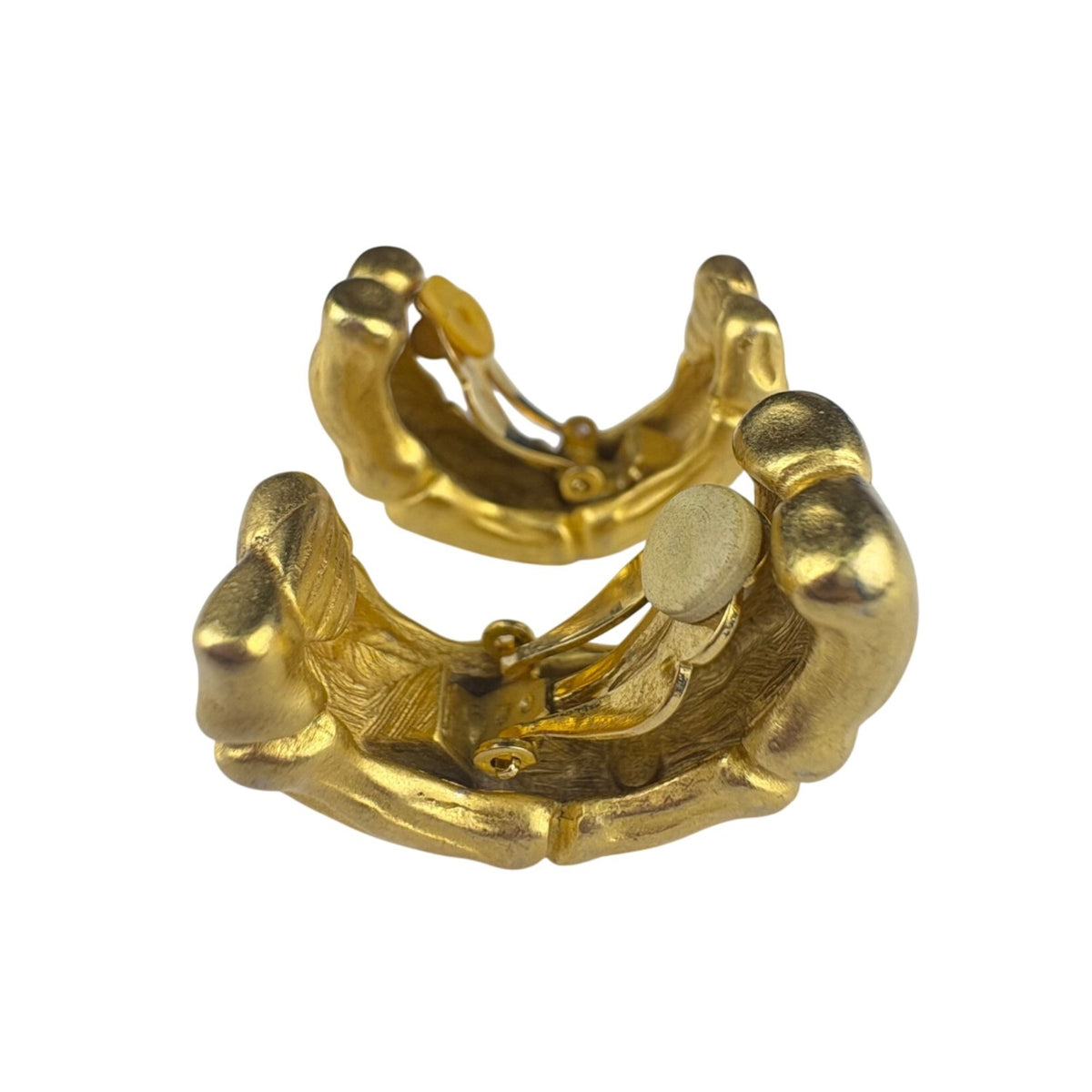 Givenchy Womens Gold Tone Bamboo Clip-On Earrings Statement Jewelry