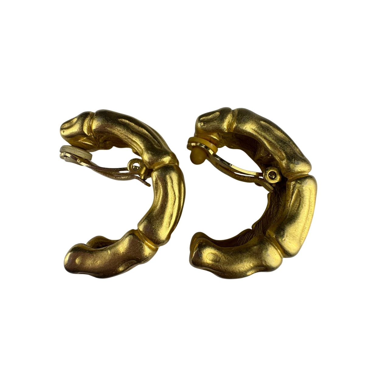 Givenchy Womens Gold Tone Bamboo Clip-On Earrings Statement Jewelry