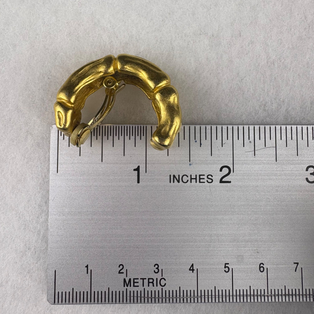 Givenchy Womens Gold Tone Bamboo Clip-On Earrings Statement Jewelry