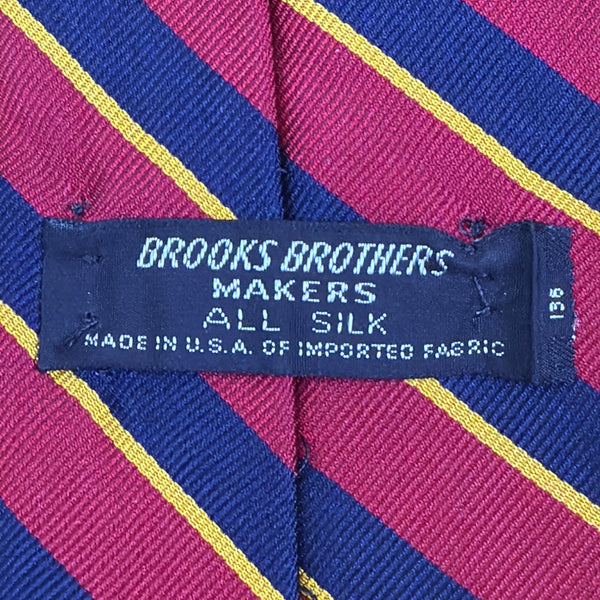 Vintage Brooks Brothers Burgundy & Navy Silk Striped Tie Made In U.S.A. Classic
