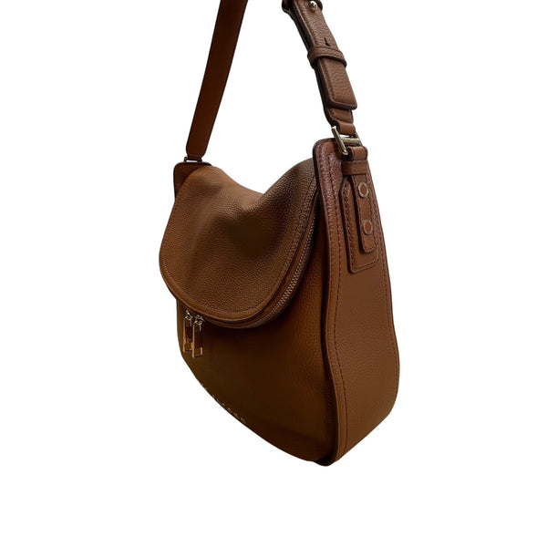 Marc Jacobs Brown Leather With Zip Closure & Adjustable Strap Hobo Shoulder Bag