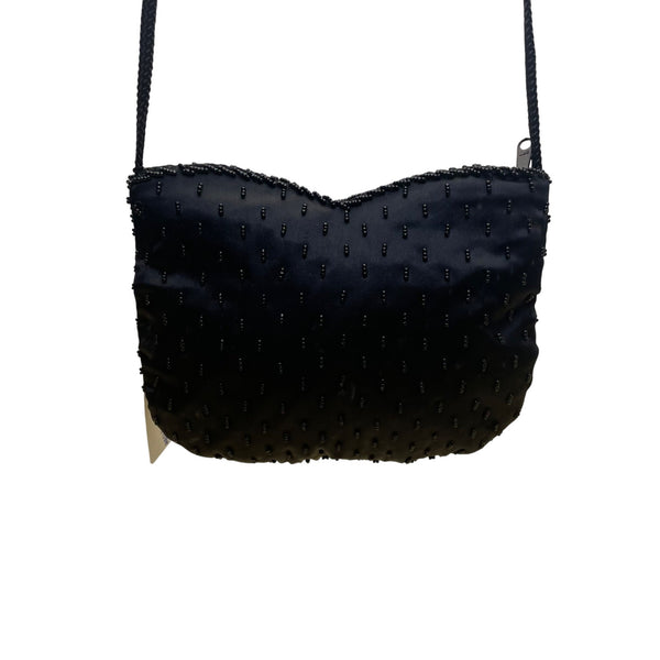 Magid Women’s Black Embroidered Beads Satin Crossbody Strap Mini Evening Bag