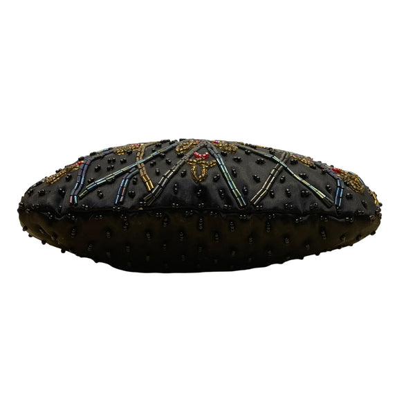 Magid Women’s Black Embroidered Beads Satin Crossbody Strap Mini Evening Bag