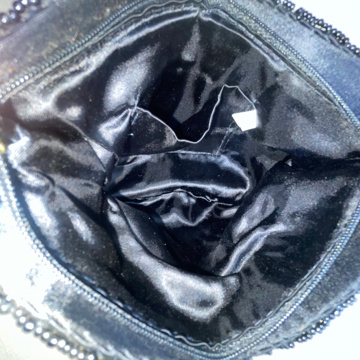 Magid Women’s Black Embroidered Beads Satin Crossbody Strap Mini Evening Bag