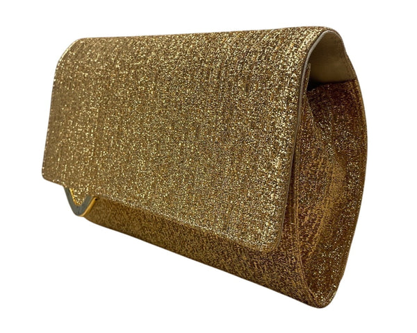 G. Castellari Gold Glitter With Metallic Accents Milano Evening Clutch Purse