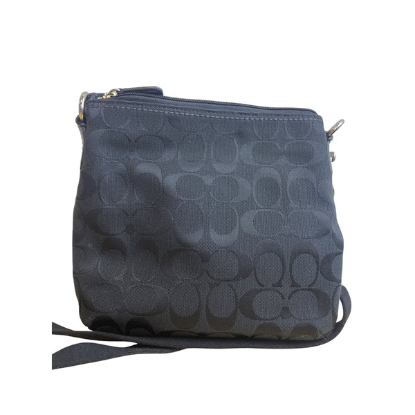Coach Womens Black Signature Fabric Crossbody Bag With Front Turnlock Pocket