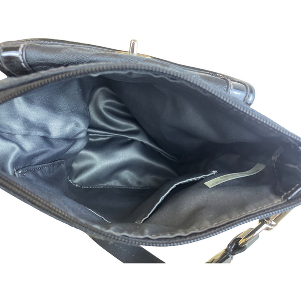 Coach Womens Black Signature Fabric Crossbody Bag With Front Turnlock Pocket