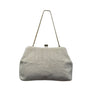 Vintage Safco Bag White Beaded With Chain Handle & Kiss Lock Clutch Size S