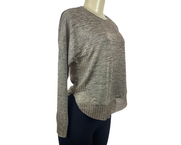 Zara Womens Long Sleeve Sweater Brown Ribbed Hem Light Knit Fabric Size Medium