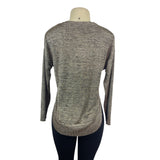 Zara Womens Long Sleeve Sweater Brown Ribbed Hem Light Knit Fabric Size Medium