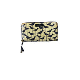 Kate Spade New York Bird Print Zip-Around Wallet Beige & Navy