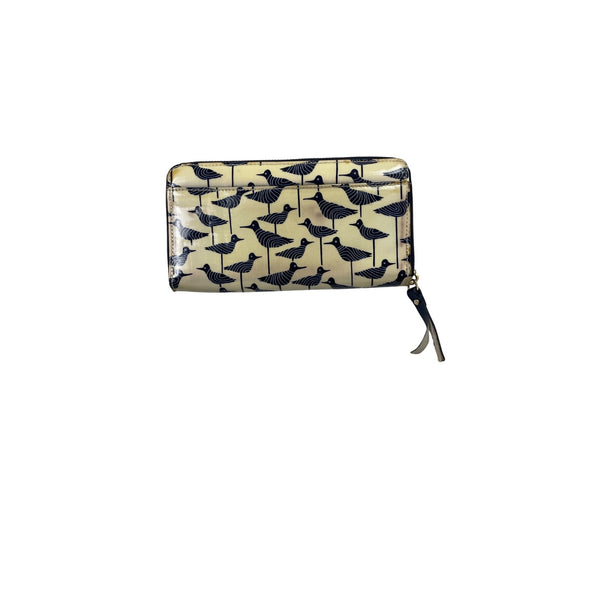 Kate Spade New York Bird Print Zip-Around Wallet Beige & Navy