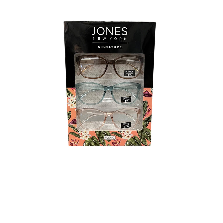 Jones New York Womens Multicolor Plastic Reading Glasses 3 Pack +2.00 Diopters Stylish