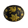 Vintage Floral Bird Decorative Enamel Pin Brooch Gold Tone Black Oval Accessory
