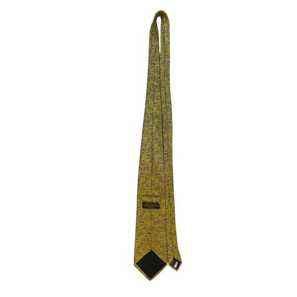 Museum Artifacts Mens Yellow All Silk Duck Pond Print Tie 56" Neckwear Patterned