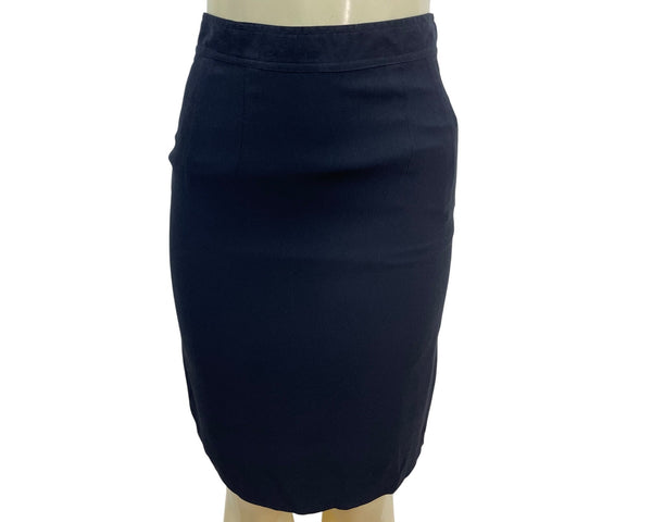 Finity Studio Women's Black Silk Pencil Skirt With Back Slit Size 4 - New