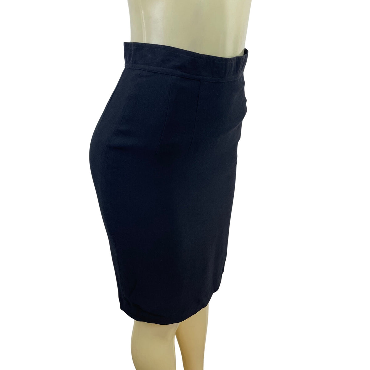 Finity Studio Women's Black Silk Pencil Skirt With Back Slit Size 4 - New