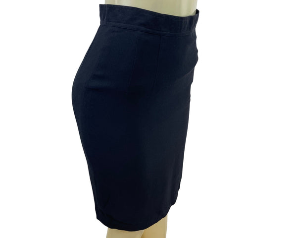 Finity Studio Women's Black Silk Pencil Skirt With Back Slit Size 4 - New