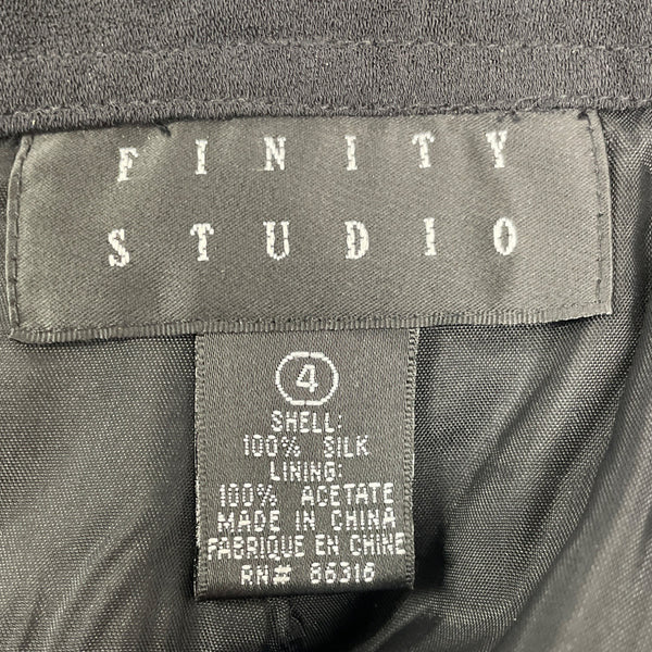 Finity Studio Women's Black Silk Pencil Skirt With Back Slit Size 4 - New