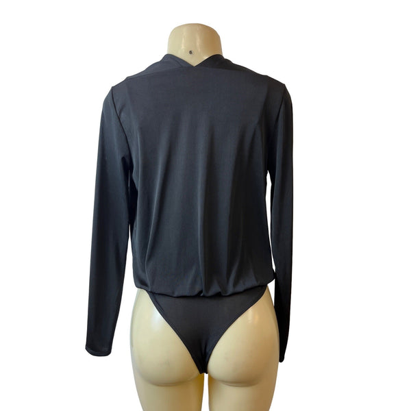 BCBG Maxazria Women's Black Crossover Long Sleeved Bodysuit Sz S- NWT
