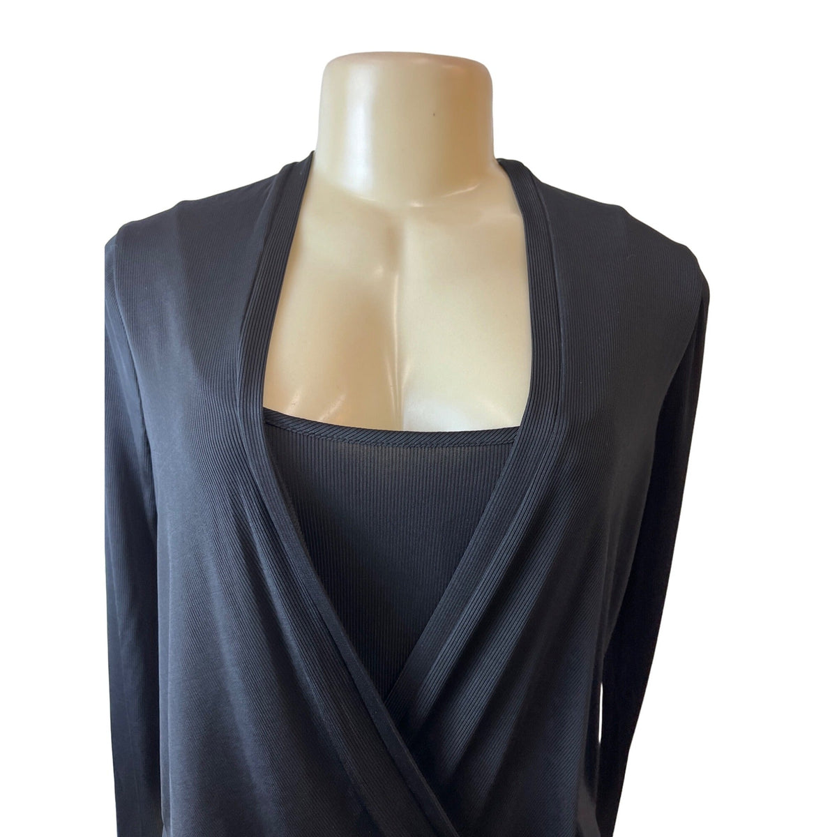 BCBG Maxazria Women's Black Crossover Long Sleeved Bodysuit Sz S- NWT