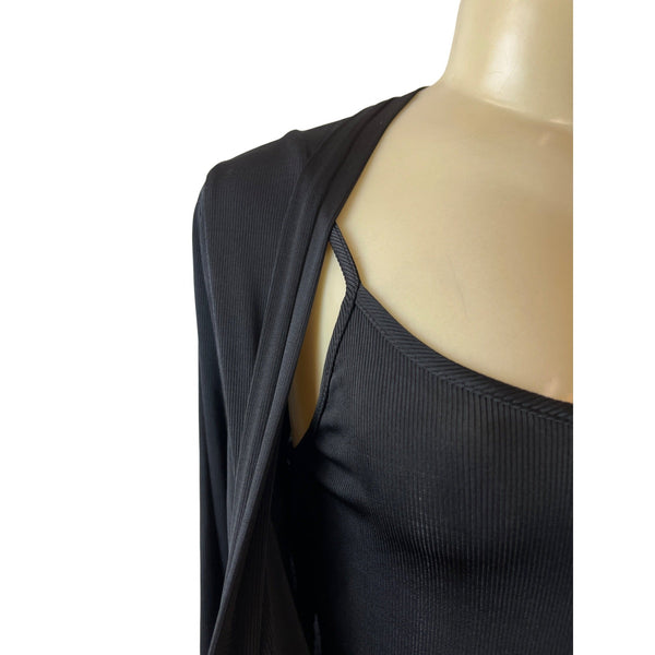BCBG Maxazria Women's Black Crossover Long Sleeved Bodysuit Sz S- NWT