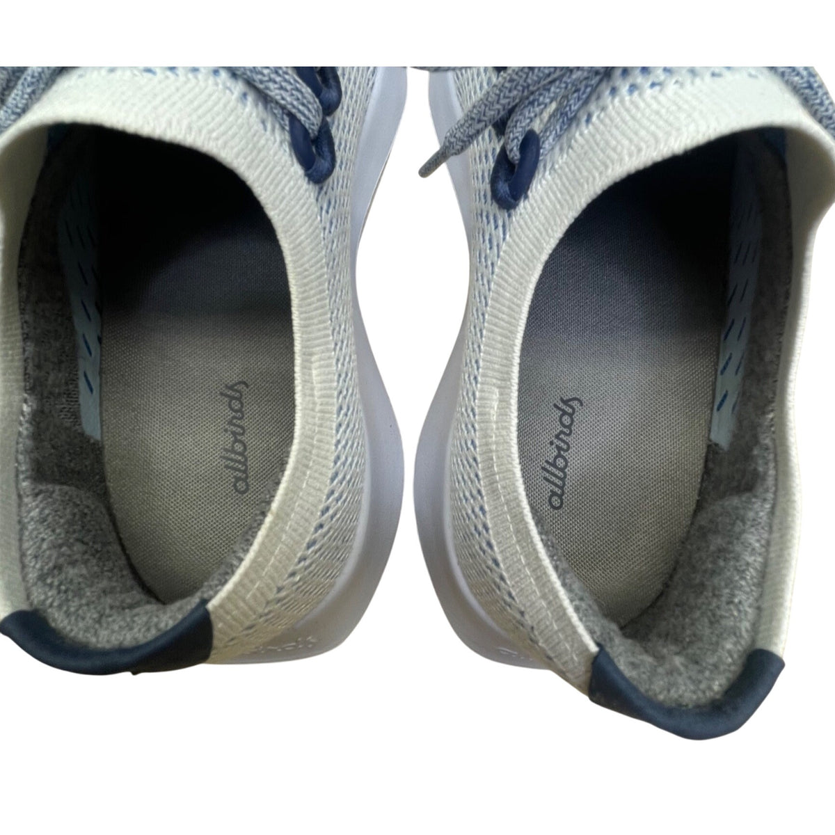 Allbirds Women’s White & Blue Knit Tree Dasher Lace-Up Running Sneakers Sz 10.5