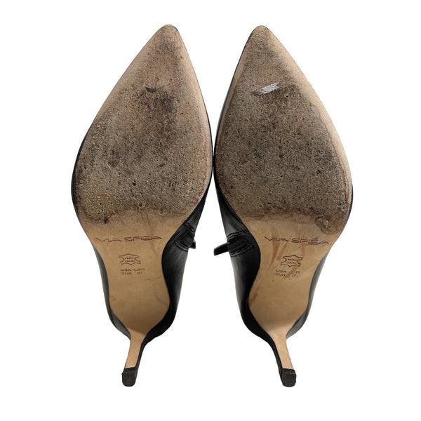 Via Spiga Womens Black Leather Pointed Toe Ankle Booties Size 6.5M