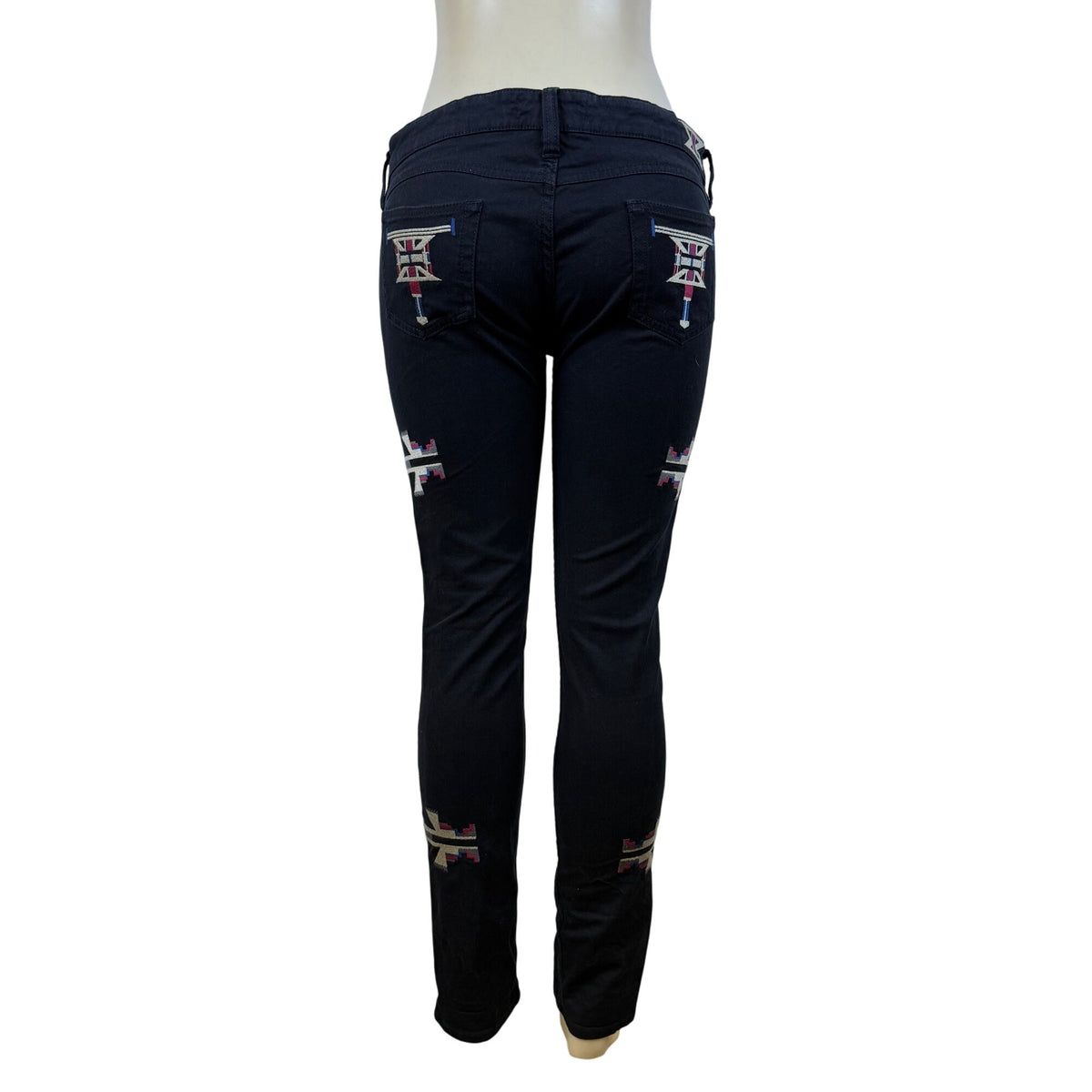 Isabel Marant Women’s Black Cotton-Elastane Embroidered Skinny Jeans Size 3