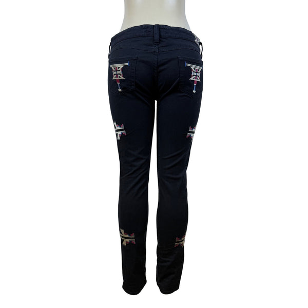 Isabel Marant Women’s Black Cotton-Elastane Embroidered Skinny Jeans Size 3