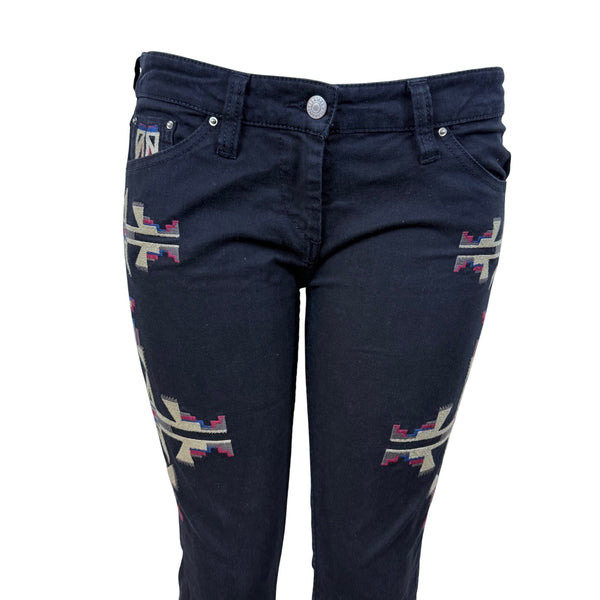 Isabel Marant Women’s Black Cotton-Elastane Embroidered Skinny Jeans Size 3