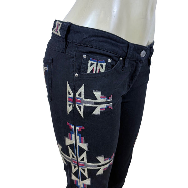 Isabel Marant Women’s Black Cotton-Elastane Embroidered Skinny Jeans Size 3