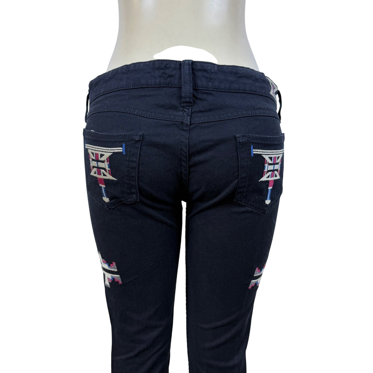 Isabel Marant Women’s Black Cotton-Elastane Embroidered Skinny Jeans Size 3