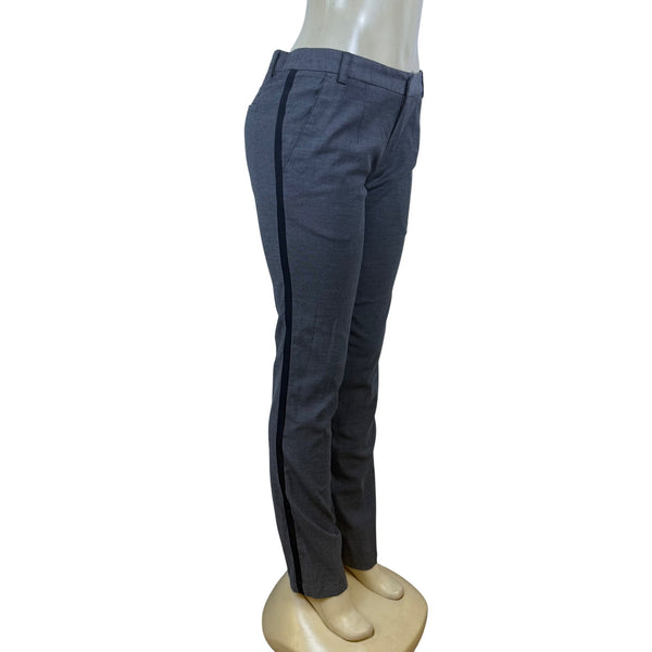 My Pants Women’s Gray Cotton & Viscose Pants Slim Fit Side Stripe Size S