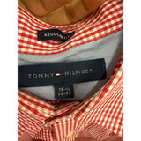 Tommy Hilfiger Mens Red Cotton Button-Down Shirt Regular Fit Gingham Check 15.5 32-33