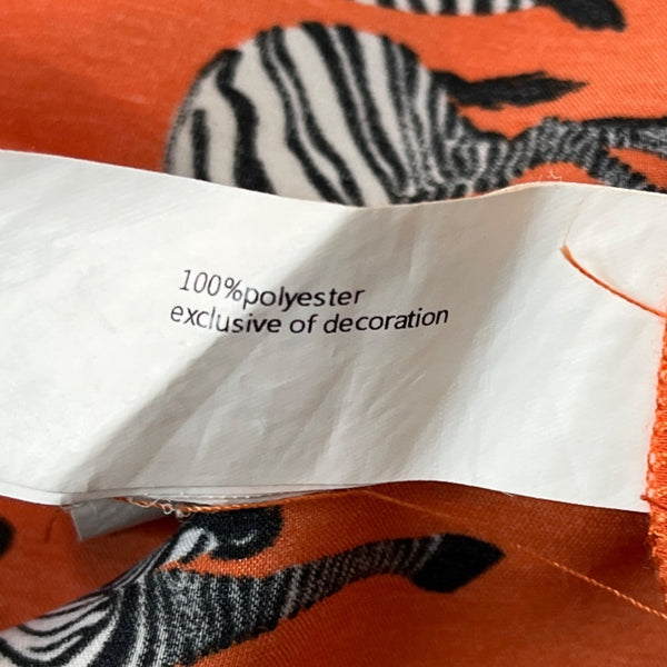 Urban Revivo Zebra Print Orange Button-Up Long Sleeve Blouse Sz 8