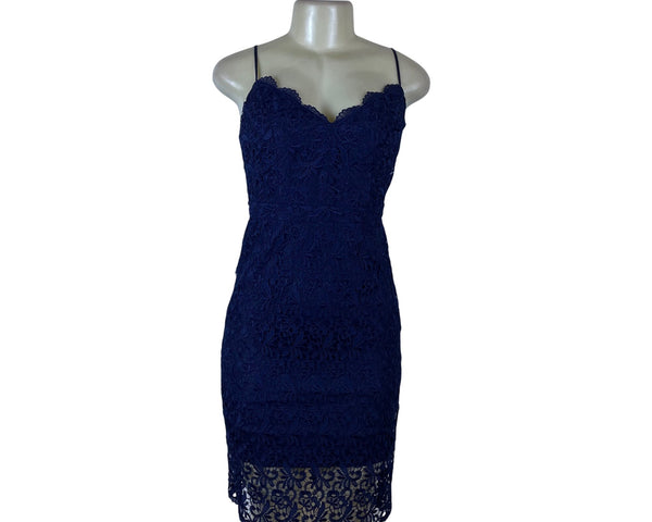 J.Crew Womens Navy Lace Sleeveless Dress Scalloped Hem Slim Fit Size 00